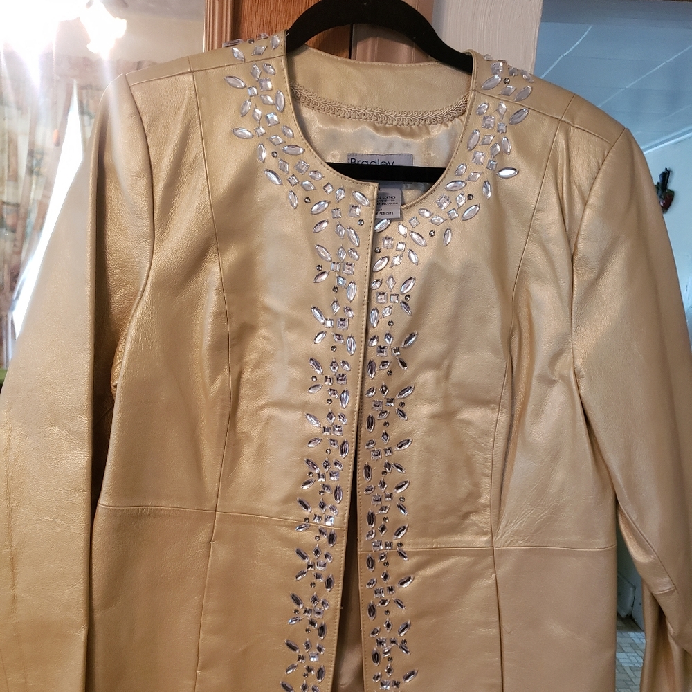 Bradley Gold Embellished Leather Jacket